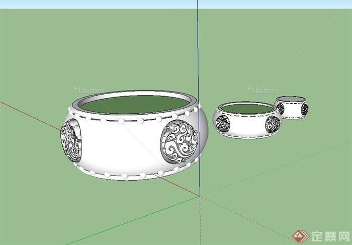 古典中式鼓小品设计SU模型[原创]