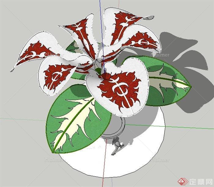 大型花卉植物雕塑廊架设计SU模型