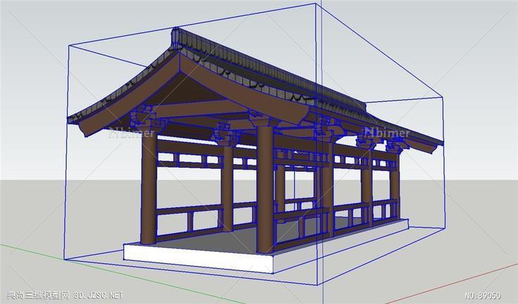 唐朝凉亭廊子SU模型