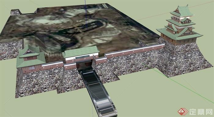 日本某城堡建筑设计SU模型