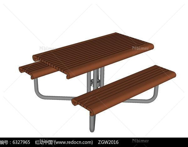连体木贴面坐凳su模型