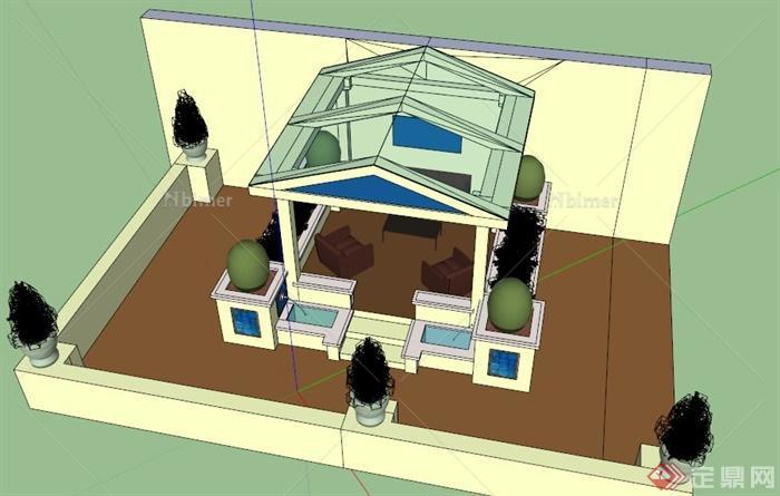 某多层住宅阳台景观设计SU模型