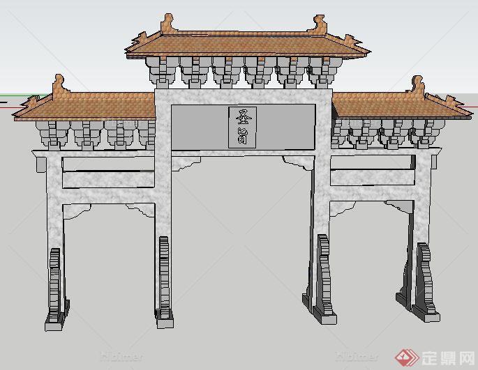 古典中式牌坊su模型设计