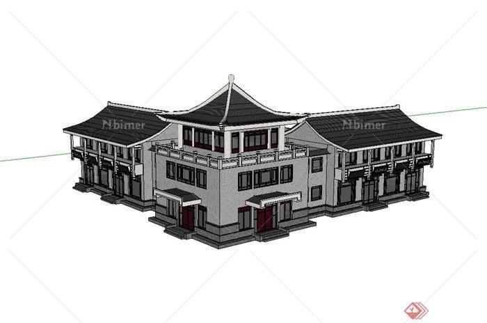 古典中式风格文物楼建筑设计su模型[原创]