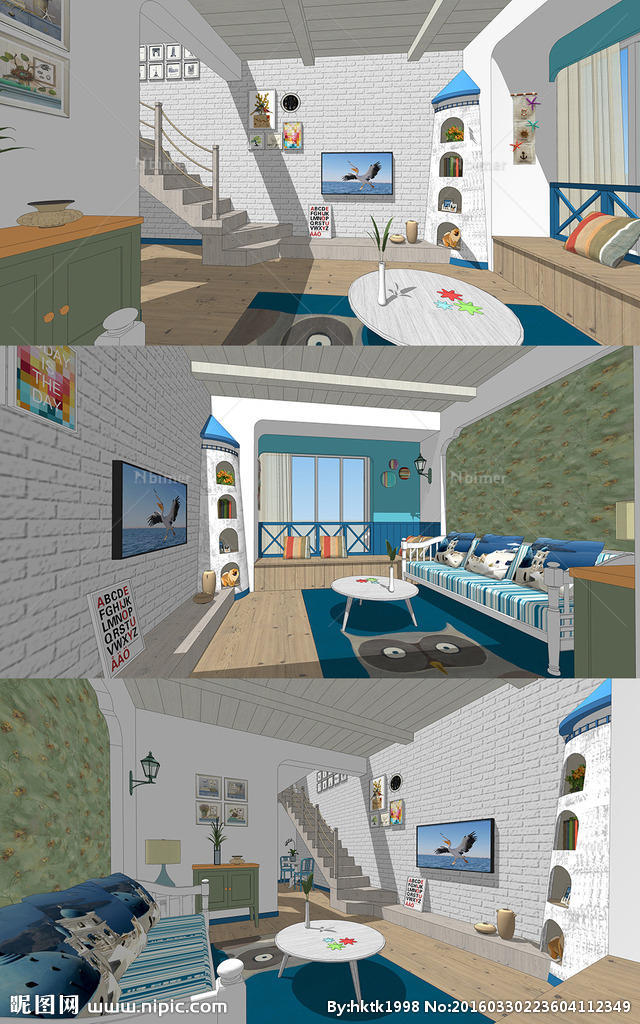 地中海风格客厅模型图片