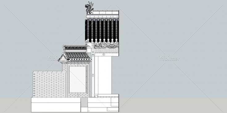 清式垂花门SketchUp模型小细，实地测绘，建模，