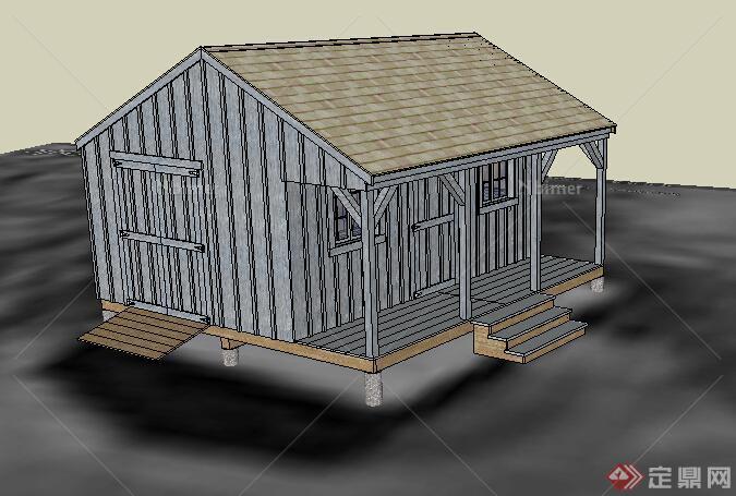 某现代风格木结构住宅建筑设计SU模型