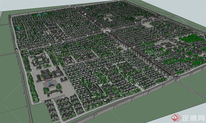 某超大型中式居住小区规划SU模型