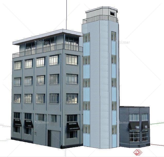 现代多层办公楼建筑设计su模型