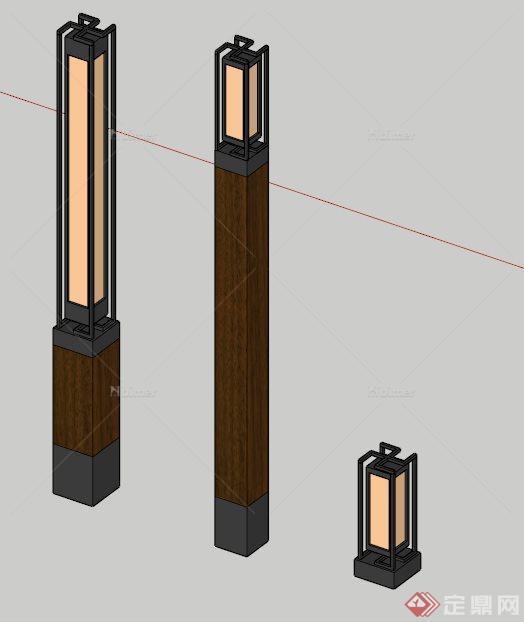 三款中式风格景灯设计su模型[原创]
