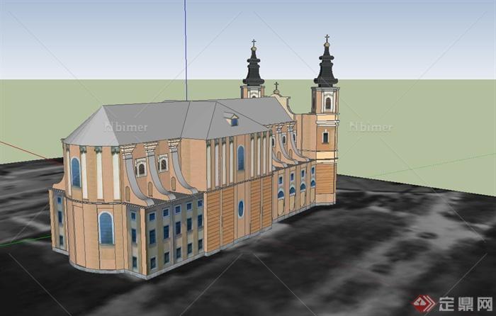 某欧式多层基督教堂建筑设计SU模型
