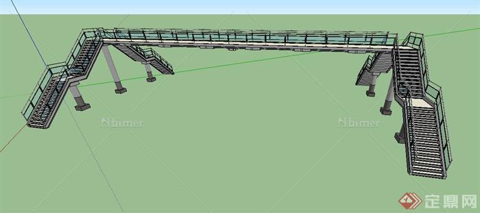现代钢结构人行天桥设计su模型