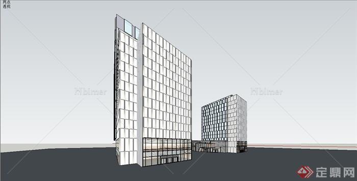 某现代简约风格高层商业办公大楼建筑设计SU模型