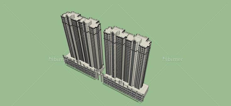 现代高层住宅(64085)su模型下载