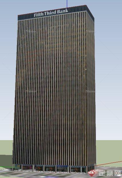 现代高层五三银行建筑设计su模型