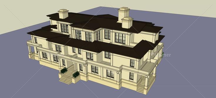 草原风格联排别墅(55780)su模型下载