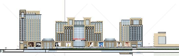 新古典沿街商业 酒店建筑设计方案su模型[原创]