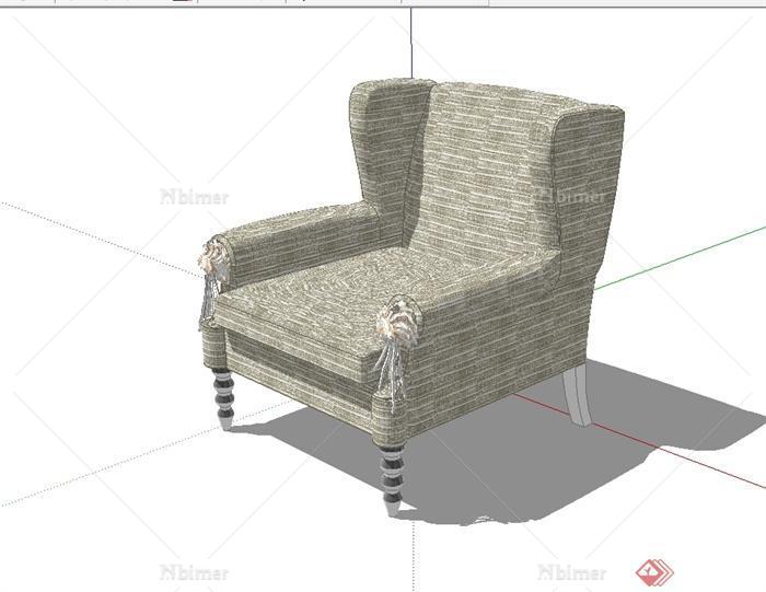 现代客厅单体沙发椅设计SU模型[原创]