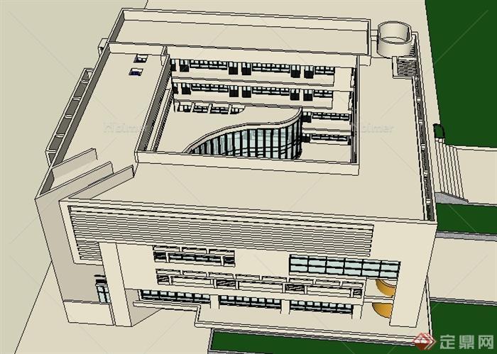 某大学美术学院教学楼建筑设计SU模型