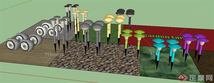 多个现代园林景观花园灯SU模型
