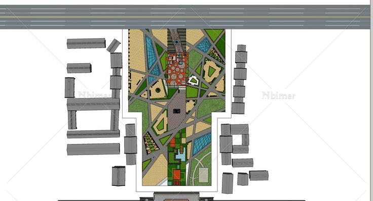 现代景观广场设计1(107070)su模型下载