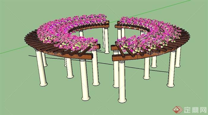 园林景观圆形花架设计su模型