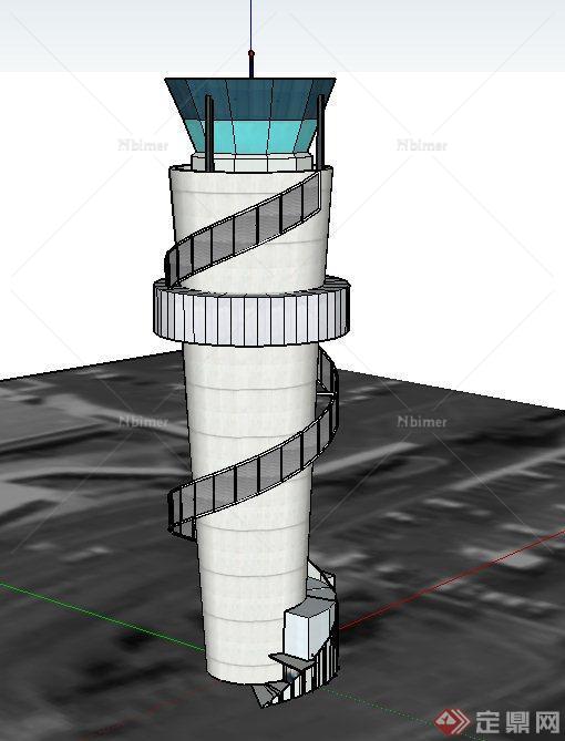 某现代高层观景塔建筑设计SU模型