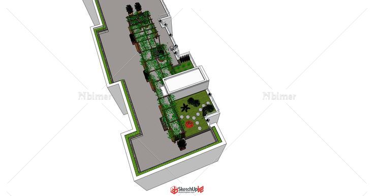 学习sketchup一周的成果，办公楼屋顶花园（自用