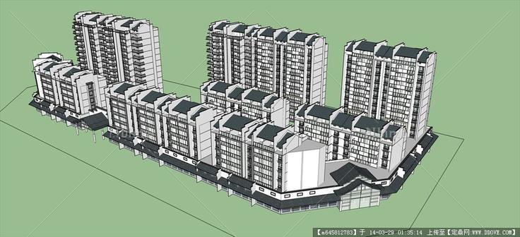 Sketch Up 精品模型---现代中式商业住宅小区