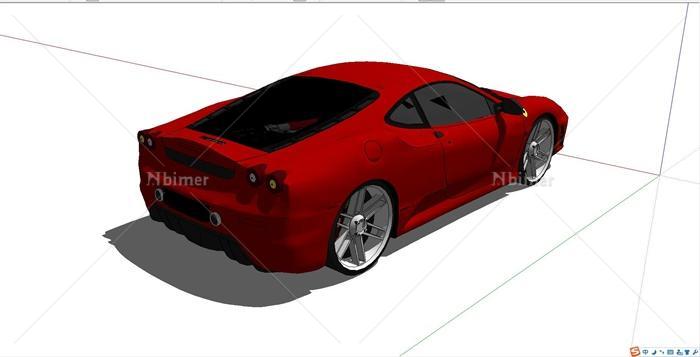 交通工具红色法拉利跑车设计SU模型