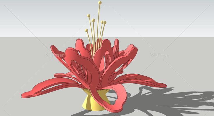 现代抽象花雕塑设计(105316)su模型下载