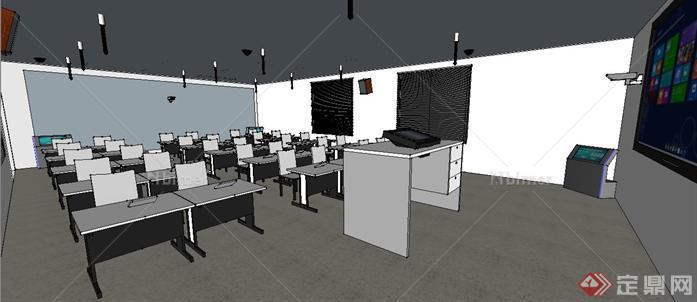 智慧教室室内设计布置su模型