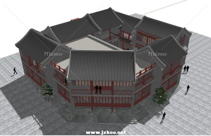 卷棚顶古建筑群，中国新古典，2层