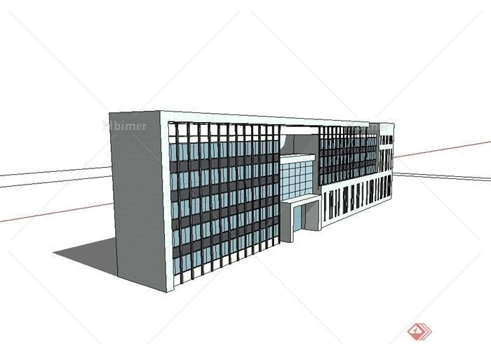 现代风格简单的多层办公楼设计SU模型[原创]