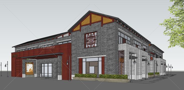 中式风格古建剧场设计方案sketchup模型