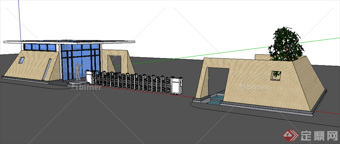 某现代风格园林景观大门设计SU模型素材31