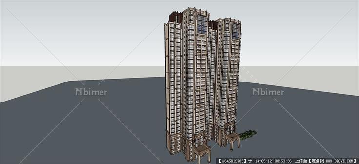 Sketch Up 精品模型---ARTDECO高层住宅楼单体