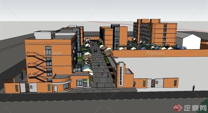 某现代风格医院临床培养基地建筑设计SU模型[原创