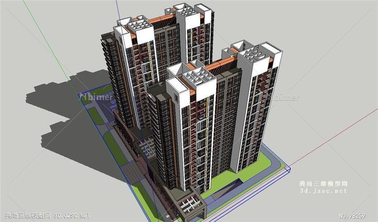 现代高层住宅商业建筑SU模型
