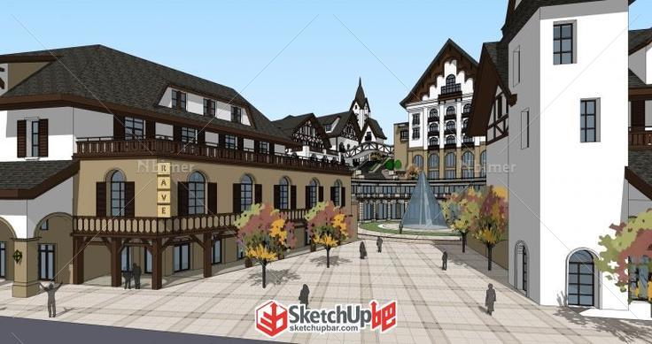 超精细的瑞士风情商业街设计 （带模型）