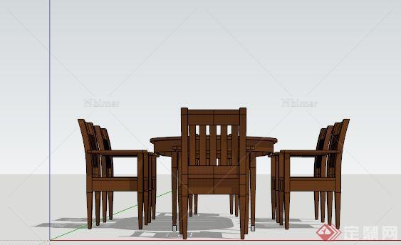 现代设计6人餐桌SU模型[原创]