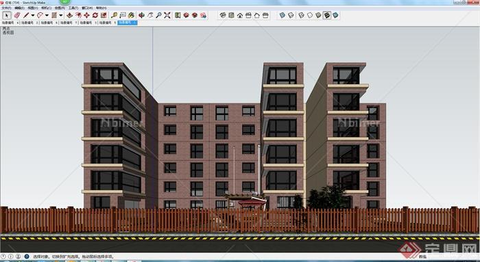 某多层居住建筑楼设计模型参考SU