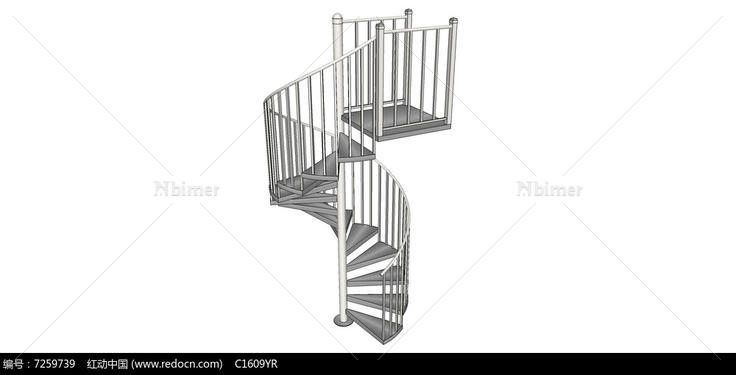 铁艺旋转楼梯su模型