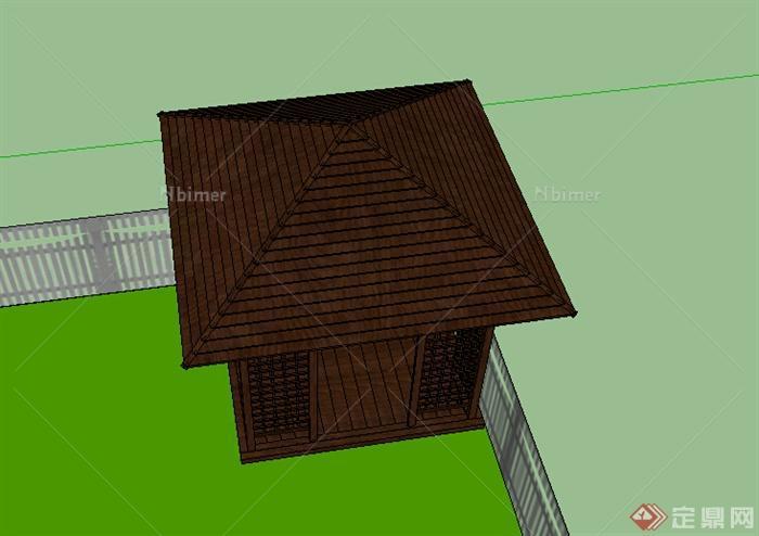 某室外新中式休息亭设计SU模型