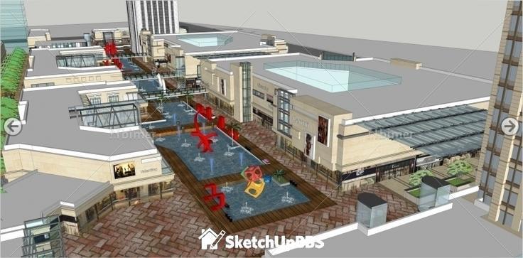 原创商业街 商业综合体 水街建筑设计方案带Sket