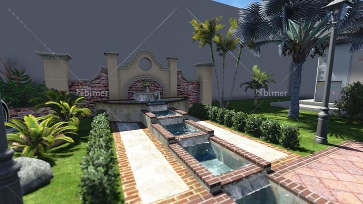跌水景观墙设计方案带SketchUp模型下载分享