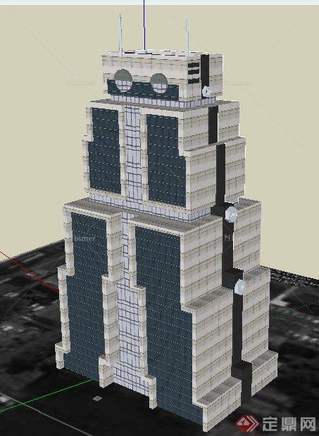 一栋现代风格高层办公楼建筑设计su模型