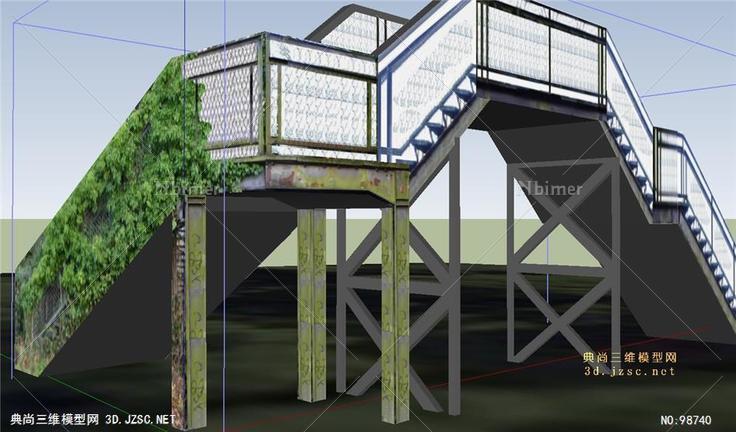 钢构天桥的SU模型设计