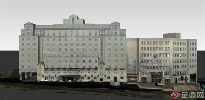 某多层连排酒店建筑设计SU模型