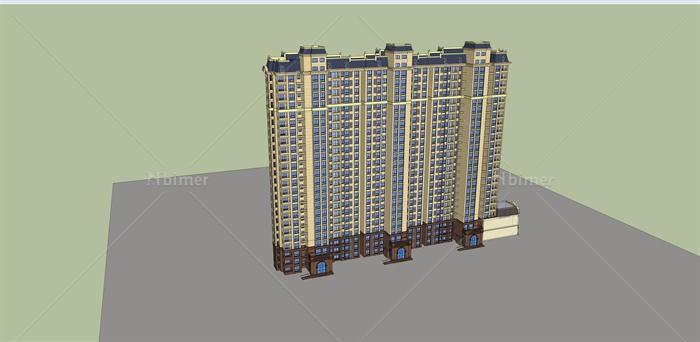 某法式商住楼建筑设计SU模型[原创]